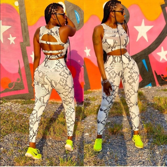 Snake Skin Two Piece Workout Set - Picture 1 of 3